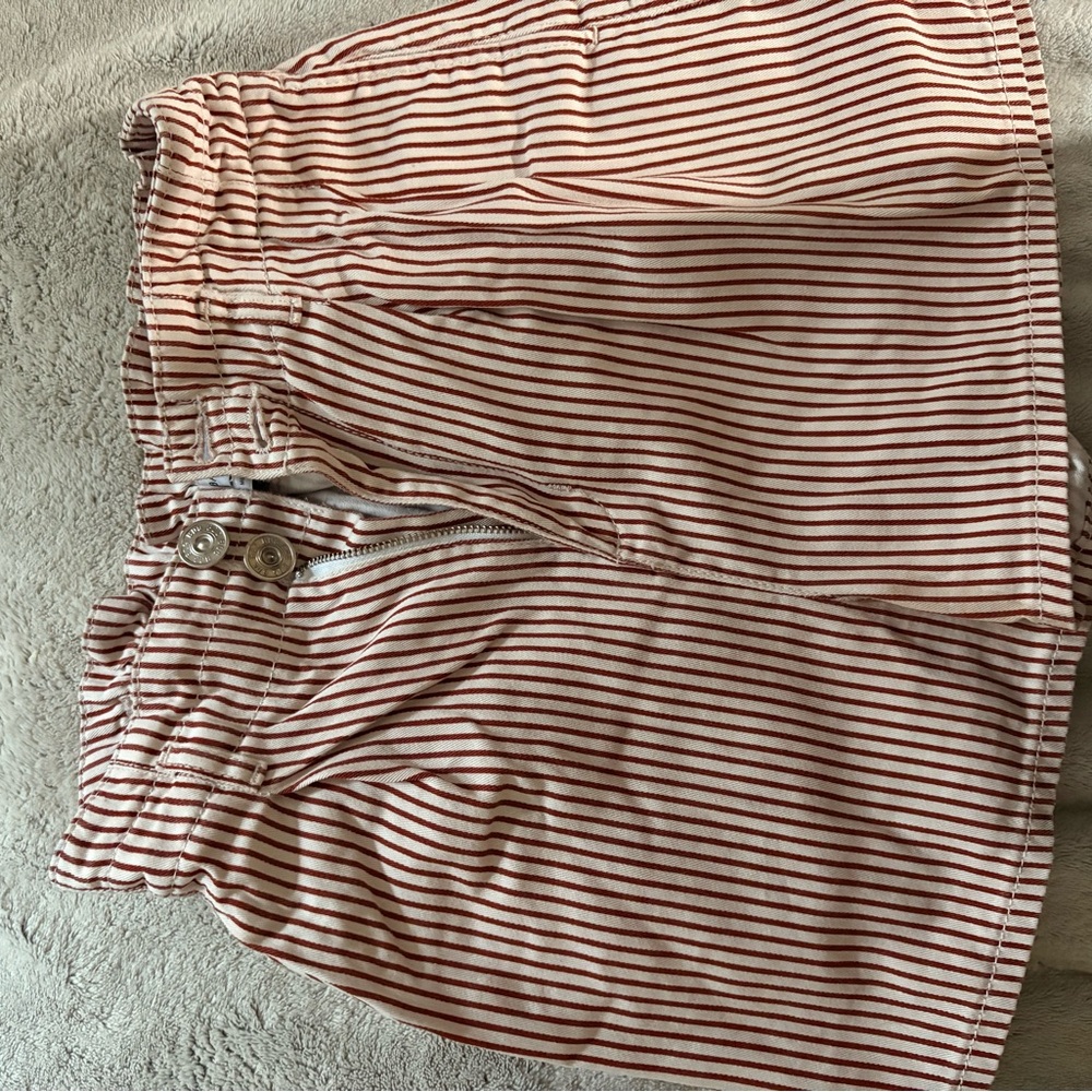 Urban Outfitters Red Striped High Waist Shorts